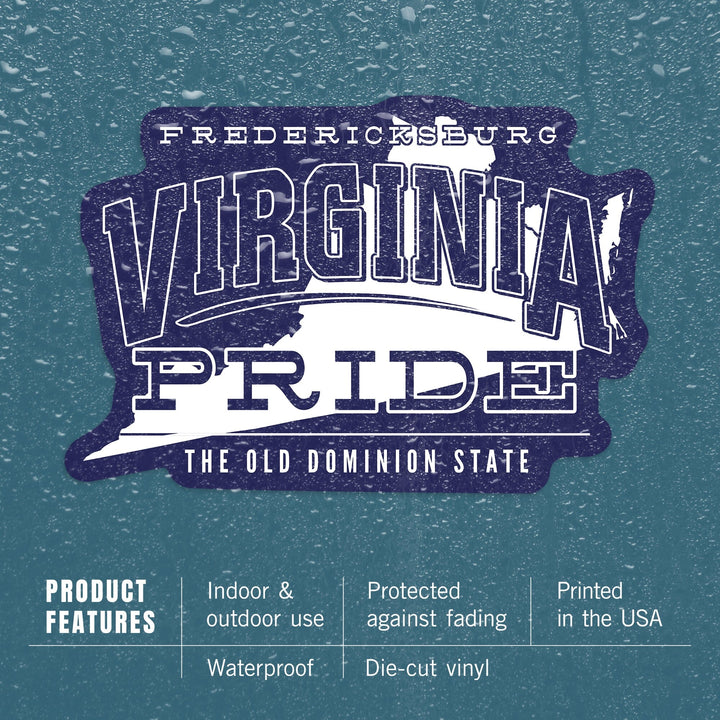 Fredericksburg, Virginia, State Pride, Contour, Vinyl Sticker Sticker Lantern Press 