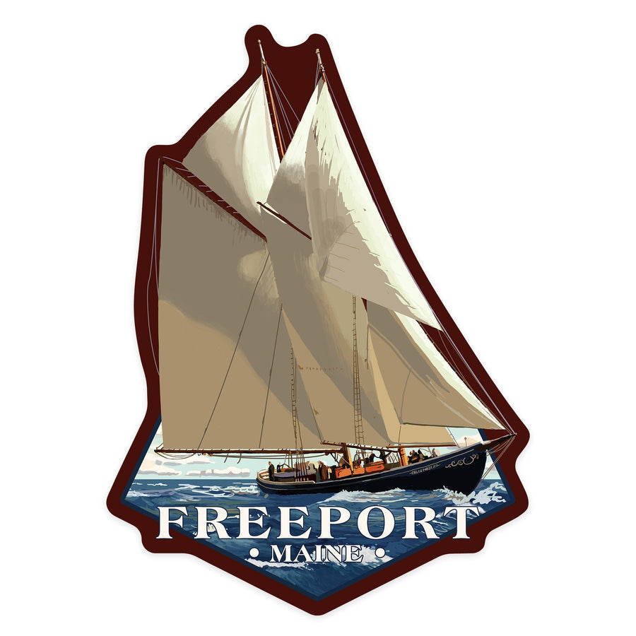 Freeport, Maine, Bluenose II, Contour, Vinyl Sticker - Lantern Press