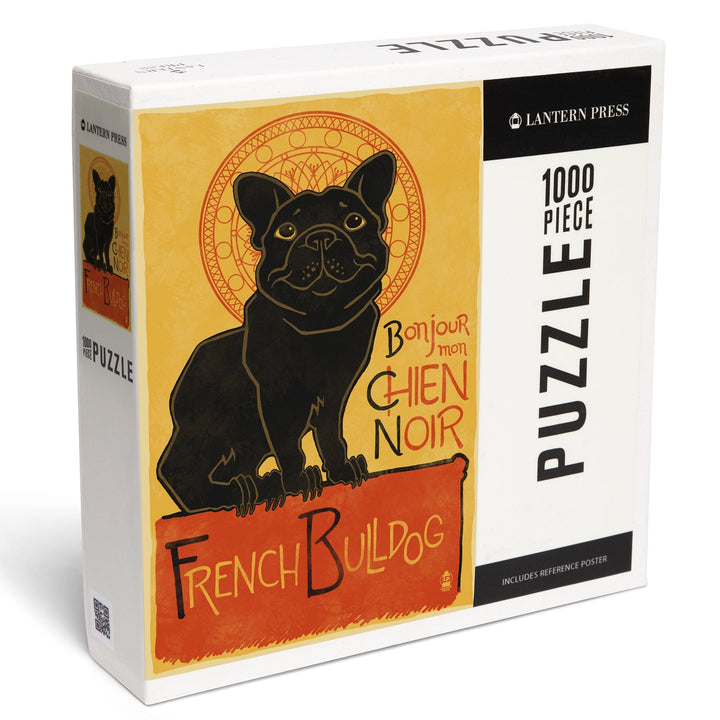 French Bulldog, Retro Chien Noir Ad, Jigsaw Puzzle Puzzle Lantern Press 