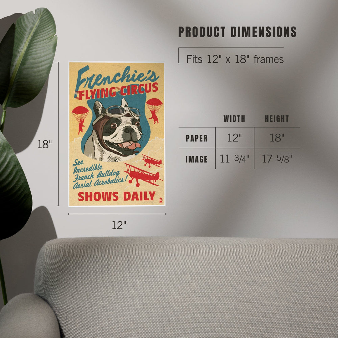 French Bulldog, Retro Flying Circus Ad, Art & Giclee Prints Art Lantern Press 