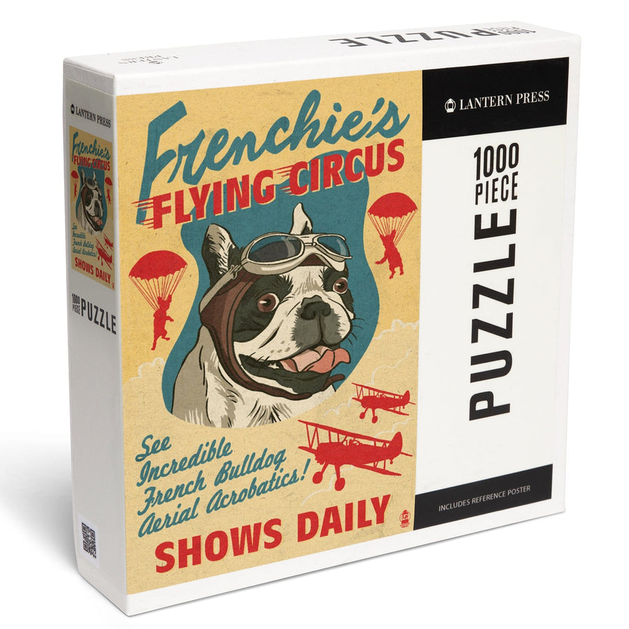 French Bulldog, Retro Flying Circus Ad, Jigsaw Puzzle Puzzle Lantern Press 