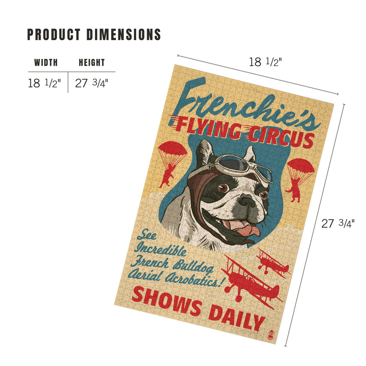 French Bulldog, Retro Flying Circus Ad, Jigsaw Puzzle Puzzle Lantern Press 