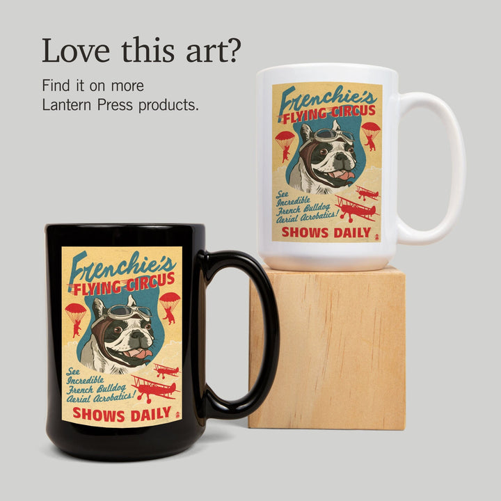 French Bulldog, Retro Flying Circus Ad, Lantern Press Artwork, Ceramic Mug Mugs Lantern Press 
