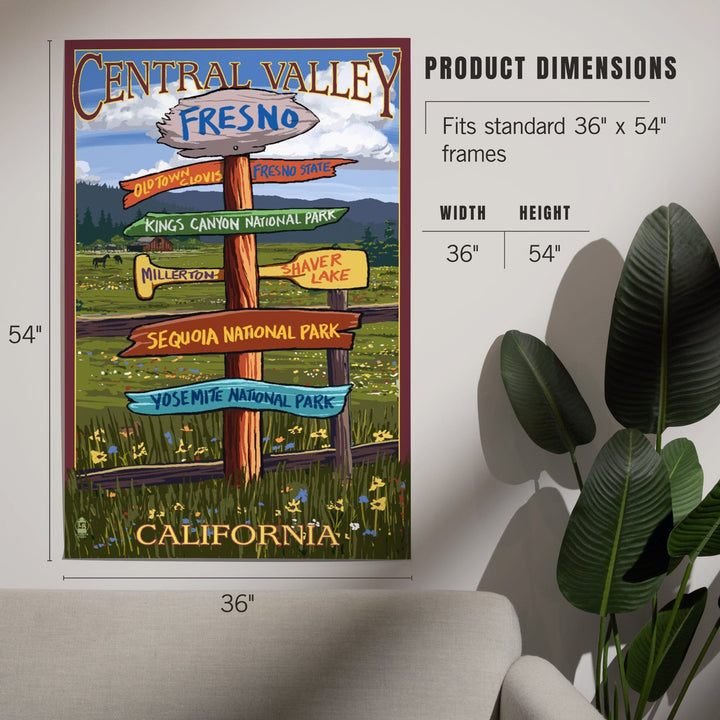 Fresno, California, Destination Sign, Art & Giclee Prints Art Lantern Press 