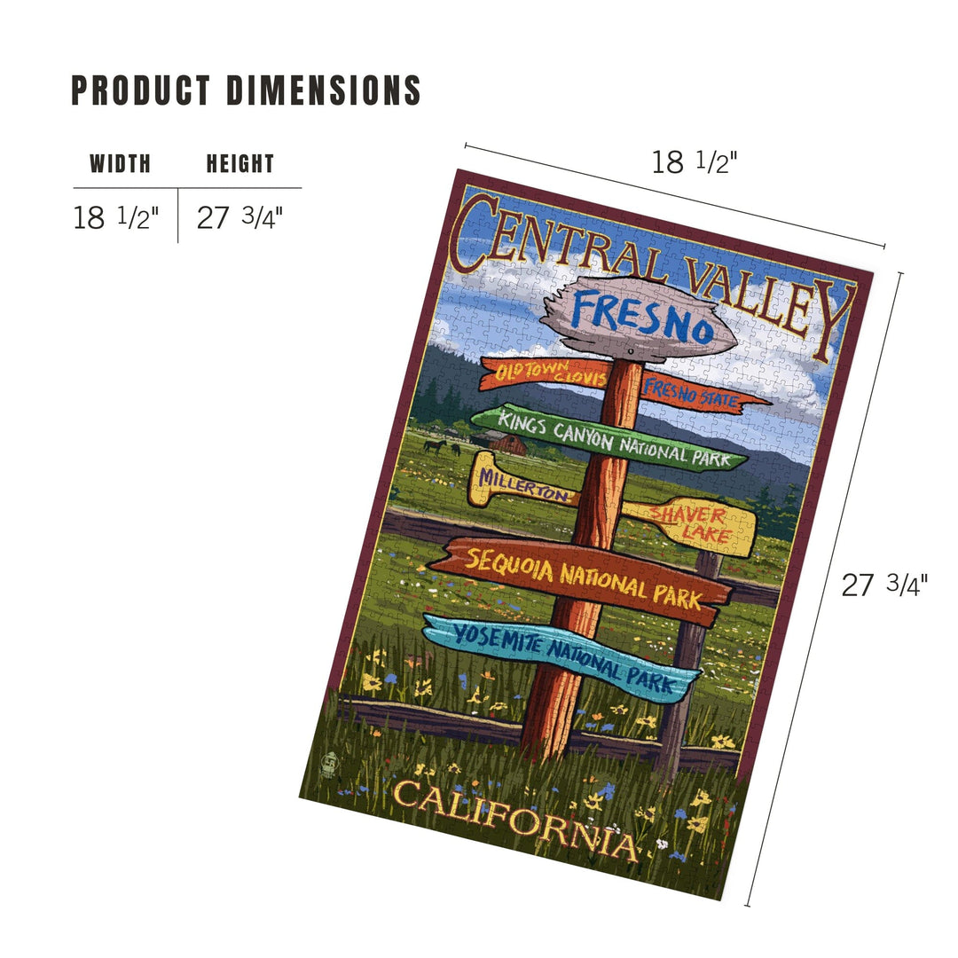 Fresno, California, Destination Sign, Jigsaw Puzzle Puzzle Lantern Press 