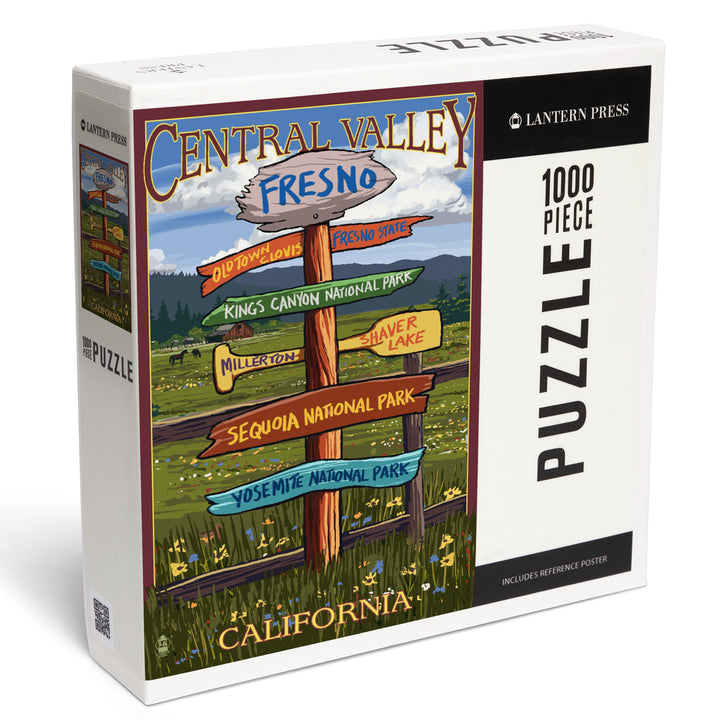 Fresno, California, Destination Sign, Jigsaw Puzzle Puzzle Lantern Press 