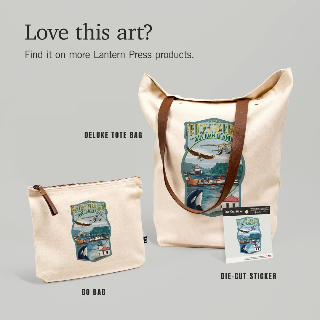 Friday Harbor, San Juan Island, Washington, Views, Contour, Vinyl Sticker Sticker Lantern Press 
