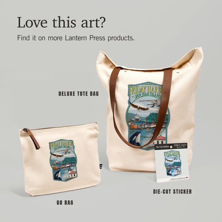 Friday Harbor, San Juan Island, Washington, Views, Contour, Vinyl Sticker Sticker Lantern Press 