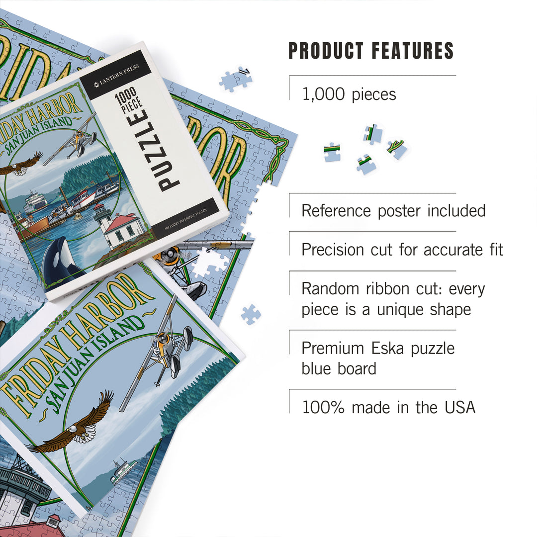 Friday Harbor, San Juan Island, Washington, Views, Jigsaw Puzzle Puzzle Lantern Press 