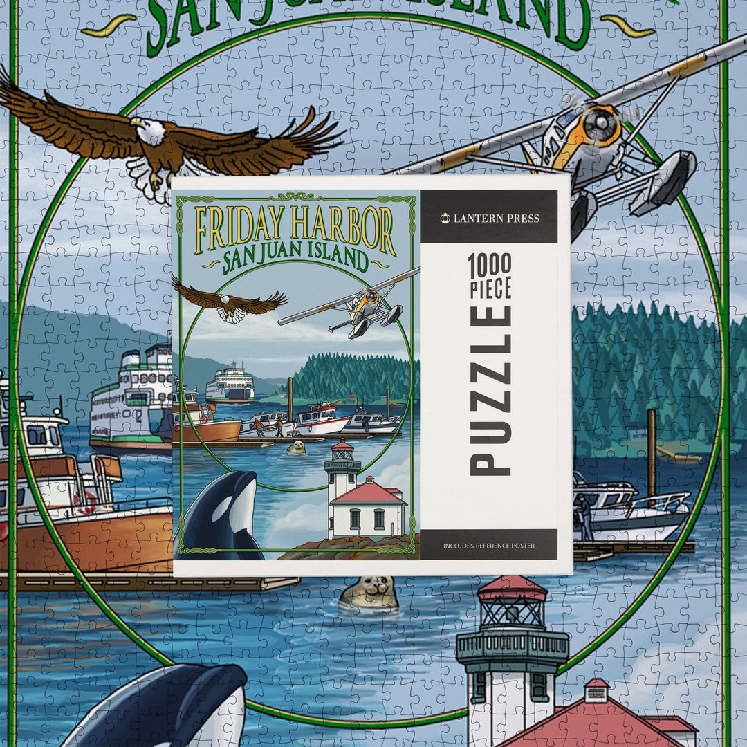 Friday Harbor, San Juan Island, Washington, Views, Jigsaw Puzzle Puzzle Lantern Press 