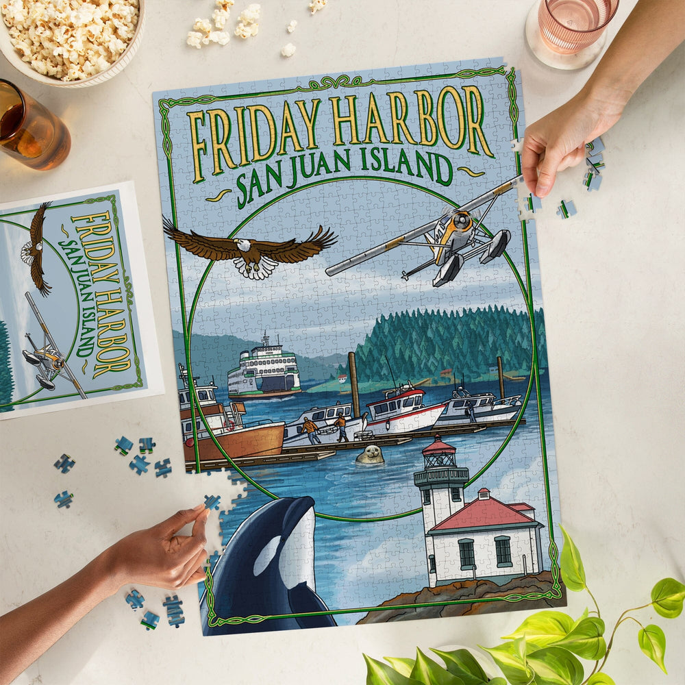 Friday Harbor, San Juan Island, Washington, Views, Jigsaw Puzzle Puzzle Lantern Press 