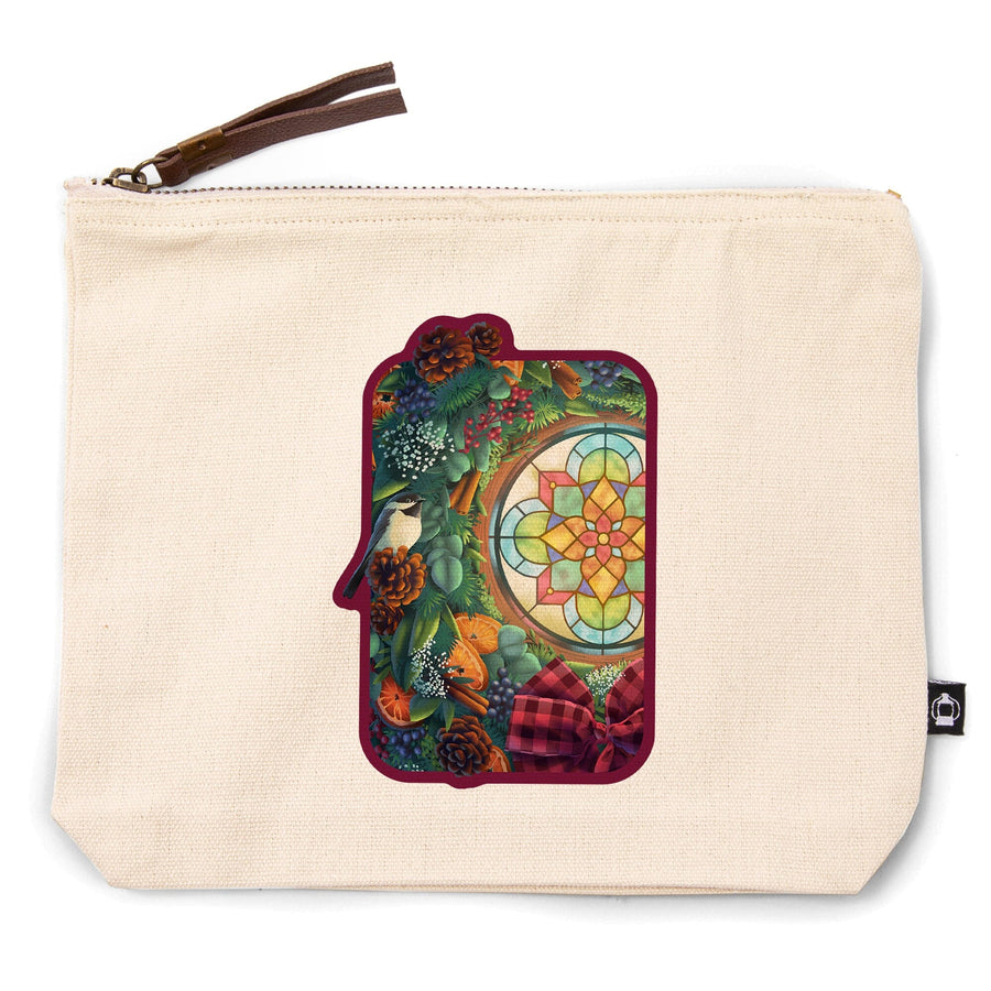 Front Door with Wreath,, Organic Cotton Zipper Pouch, Go Bag Go Bag Lantern Press 