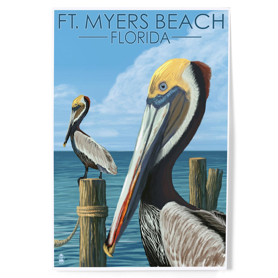 Ft. Myers Beach, Florida, Pelicans, Art & Giclee Prints Art Lantern Press 
