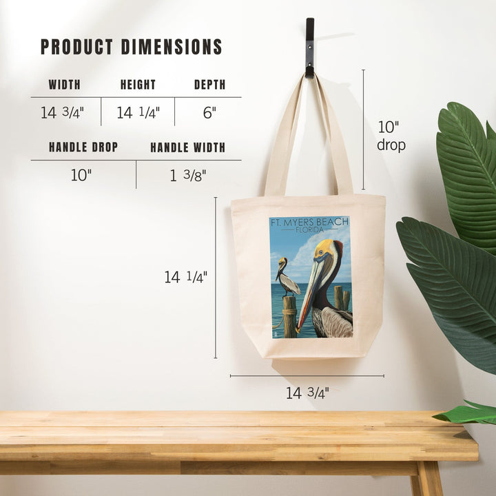 Ft. Myers Beach, Florida, Pelicans, Tote Bag Totes Lantern Press 