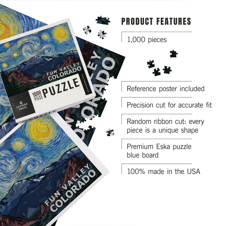 Fun Valley, Colorado, Starry Night, Jigsaw Puzzle Puzzle Lantern Press 