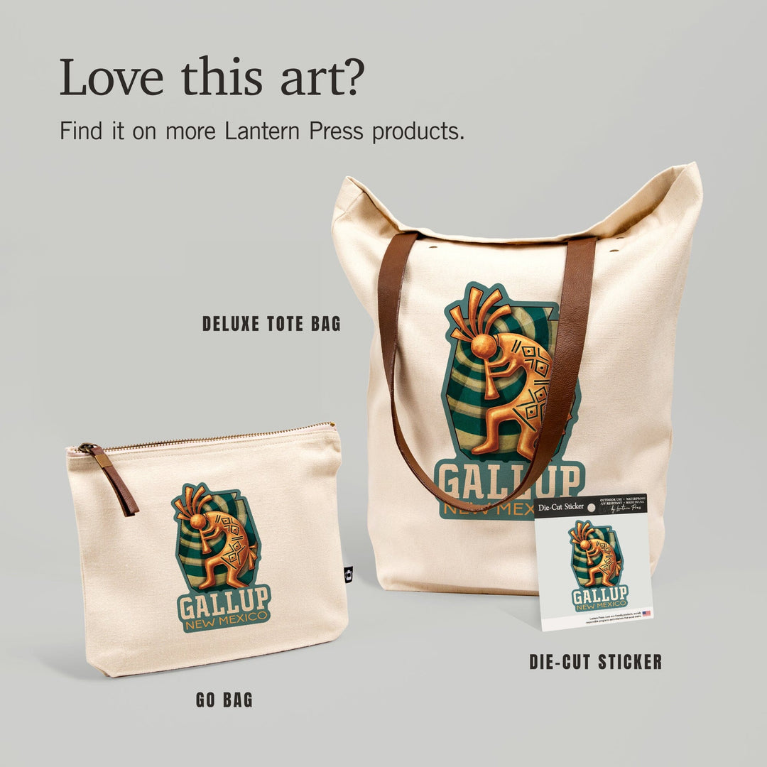 Gallup, New Mexico, Kokopelli, Contour, Vinyl Sticker - Lantern Press