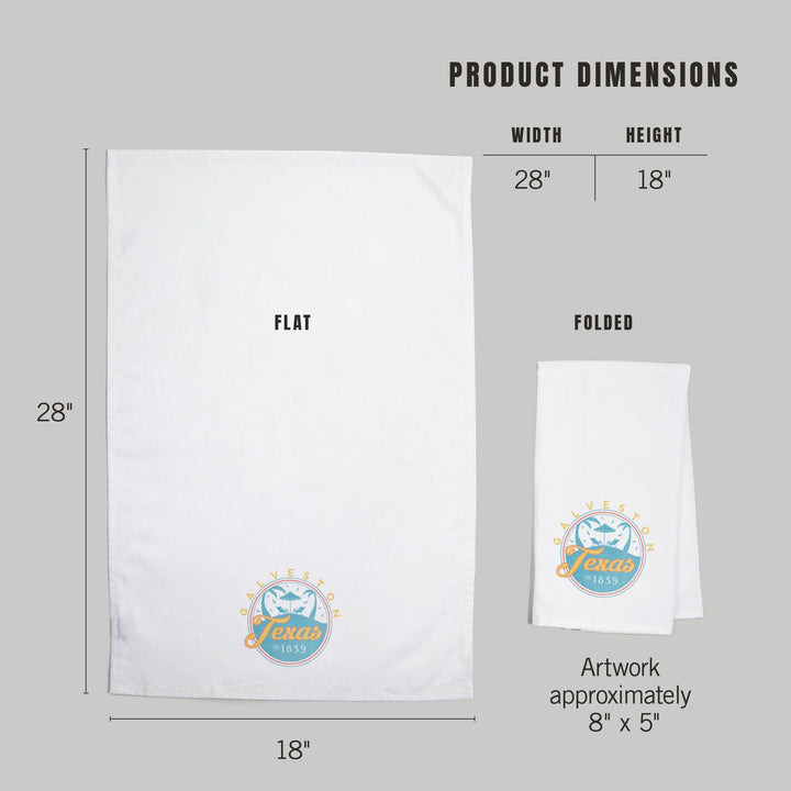 Galveston, Texas, Beach Scene, Contour, Organic Cotton Kitchen Tea Towels Kitchen Lantern Press 
