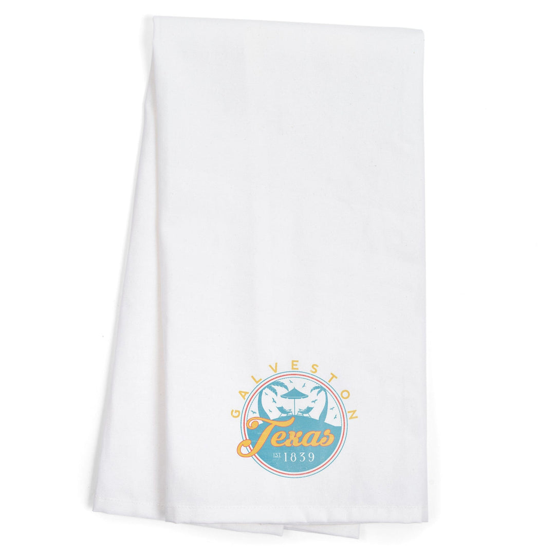 Galveston, Texas, Beach Scene, Contour, Organic Cotton Kitchen Tea Towels Kitchen Lantern Press 