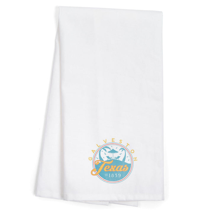 Galveston, Texas, Beach Scene, Contour, Organic Cotton Kitchen Tea Towels Kitchen Lantern Press 