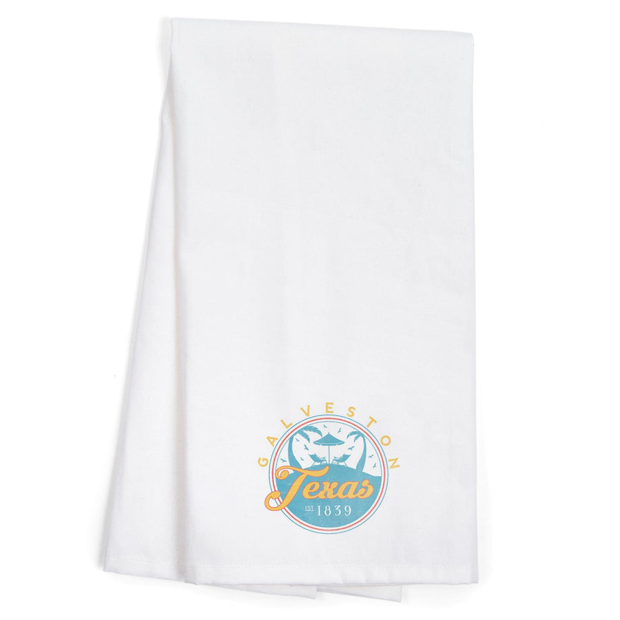 Galveston, Texas, Beach Scene, Contour, Organic Cotton Kitchen Tea Towels Kitchen Lantern Press 