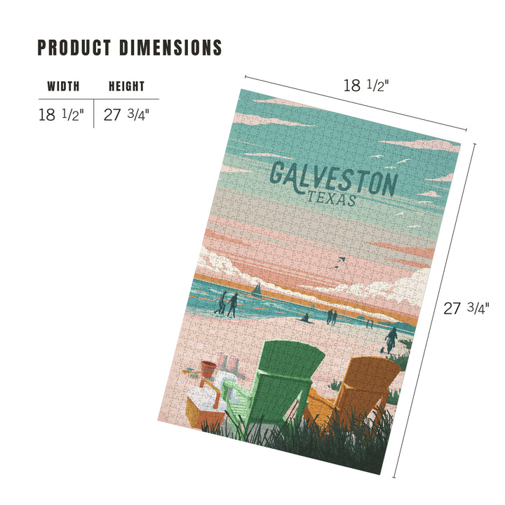 Galveston, Texas, Painterly, Bottle This Moment, Beach Chairs, Jigsaw Puzzle Puzzle Lantern Press 