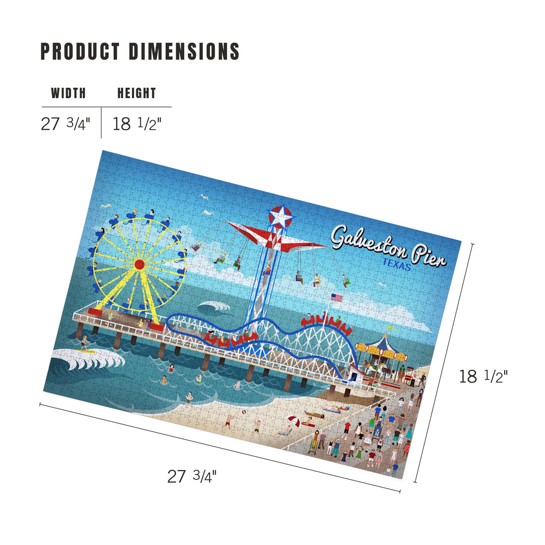 Galveston, Texas, Retro Pier, Jigsaw Puzzle Puzzle Lantern Press 
