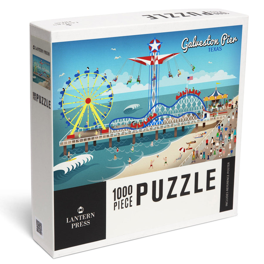 Galveston, Texas, Retro Pier, Jigsaw Puzzle Puzzle Lantern Press 