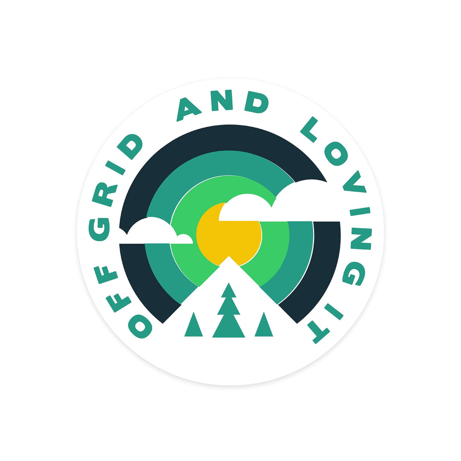 Game For Adventure Series, Off Grid And Loving It, Vinyl Sticker Sticker Lantern Press 