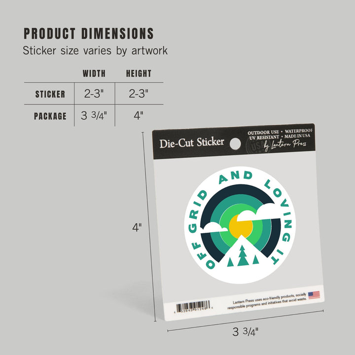Game For Adventure Series, Off Grid And Loving It, Vinyl Sticker Sticker Lantern Press 
