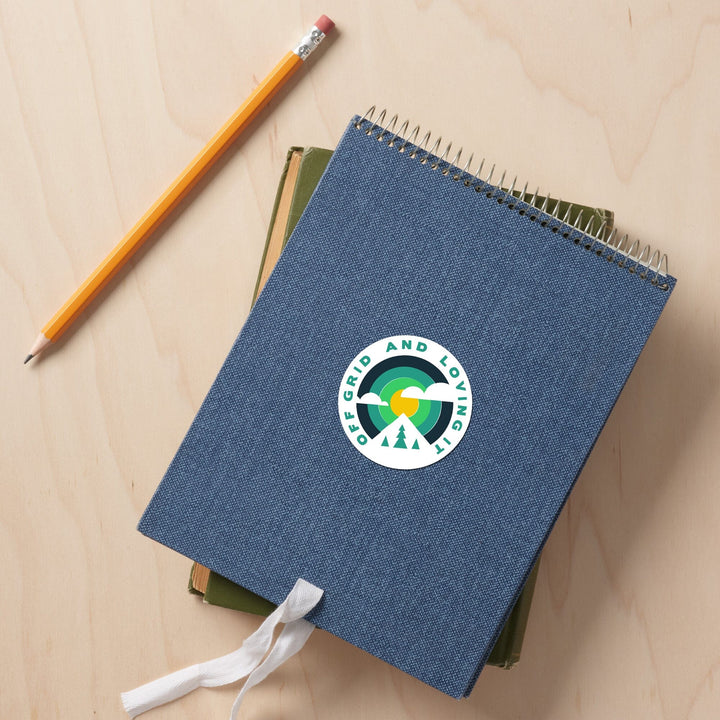 Game For Adventure Series, Off Grid And Loving It, Vinyl Sticker Sticker Lantern Press 
