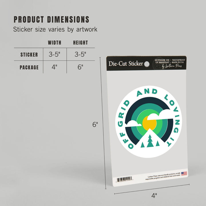 Game For Adventure Series, Off Grid And Loving It, Vinyl Sticker Sticker Lantern Press 