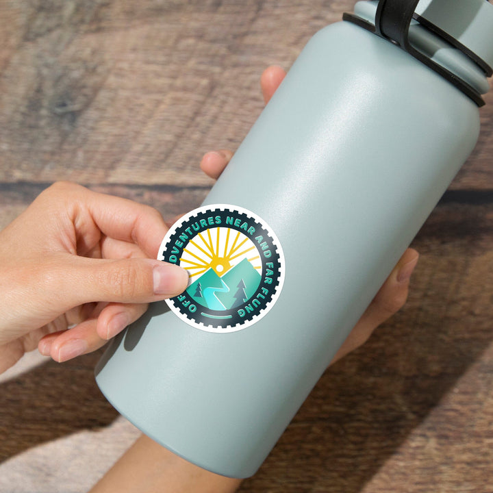 Game For Adventure Series, Off On Adventures Near And Far Flung, Vinyl Sticker Sticker Lantern Press 