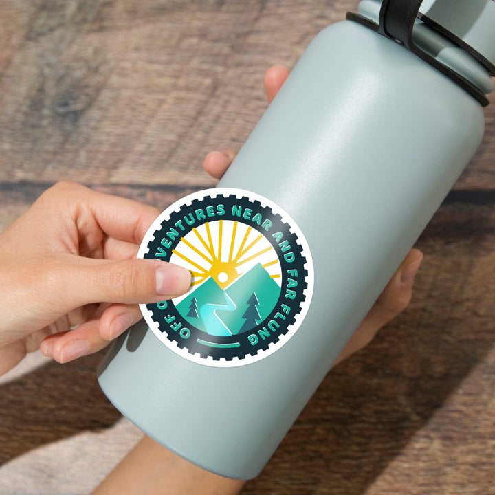 Game For Adventure Series, Off On Adventures Near And Far Flung, Vinyl Sticker Sticker Lantern Press 