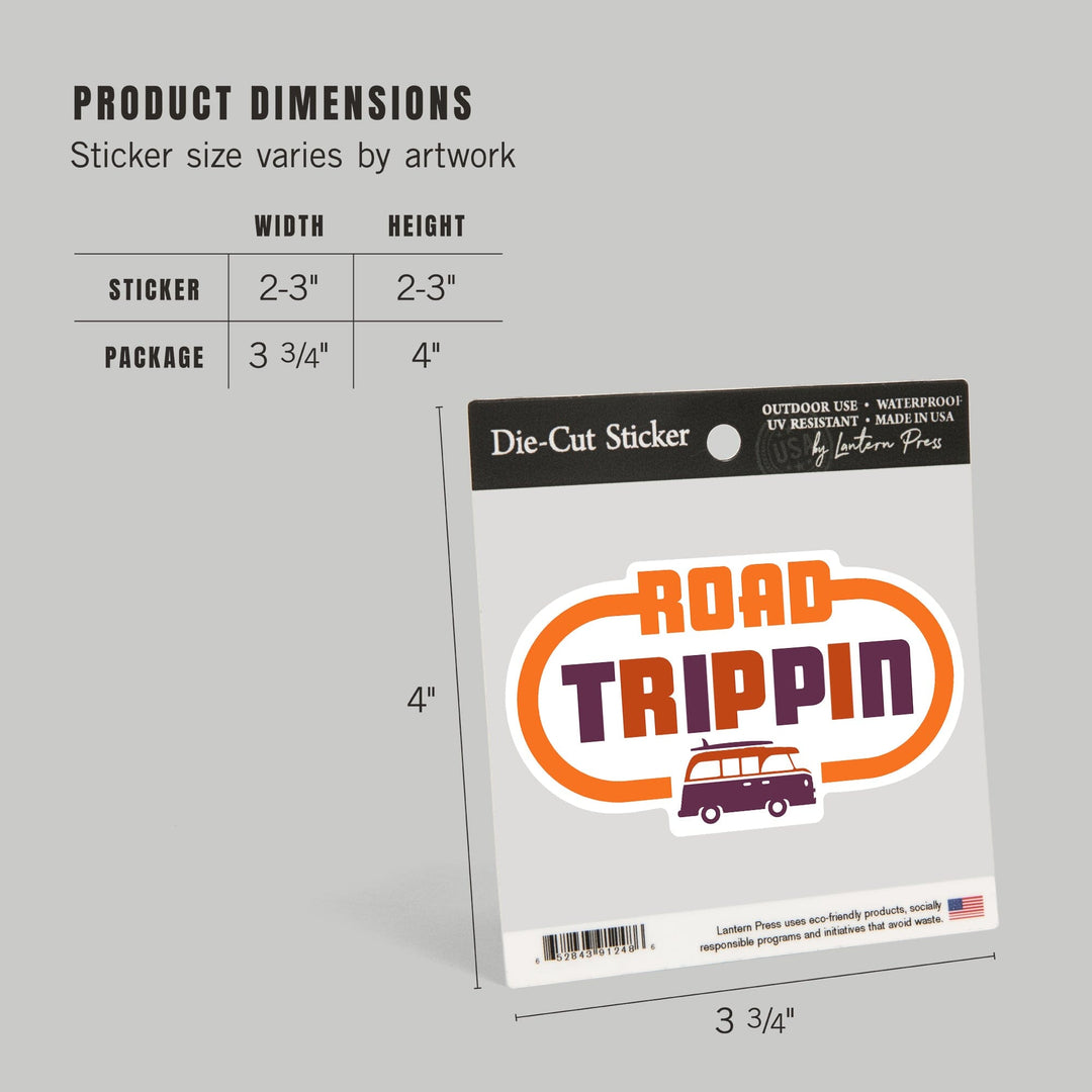 Game For Adventure Series, Road Trippin, Vinyl Sticker Sticker Lantern Press 