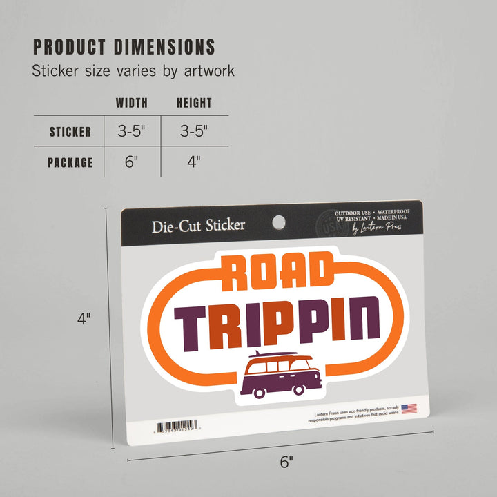 Game For Adventure Series, Road Trippin, Vinyl Sticker Sticker Lantern Press 