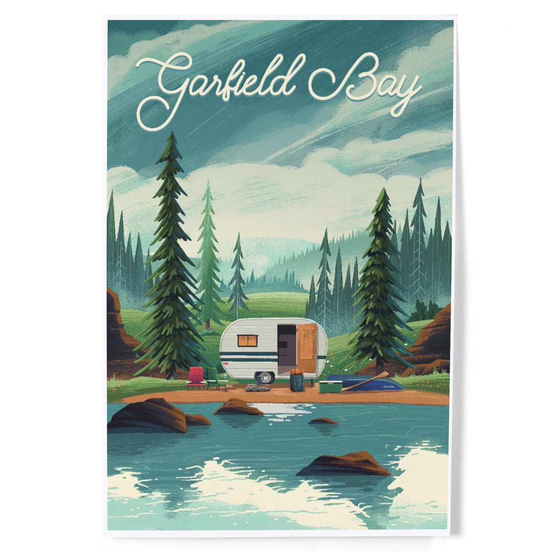 Garfield Bay, Idaho, Get Outside Series, At Home Anywhere, Camper in Evergreens, Art & Giclee Prints Art Lantern Press 