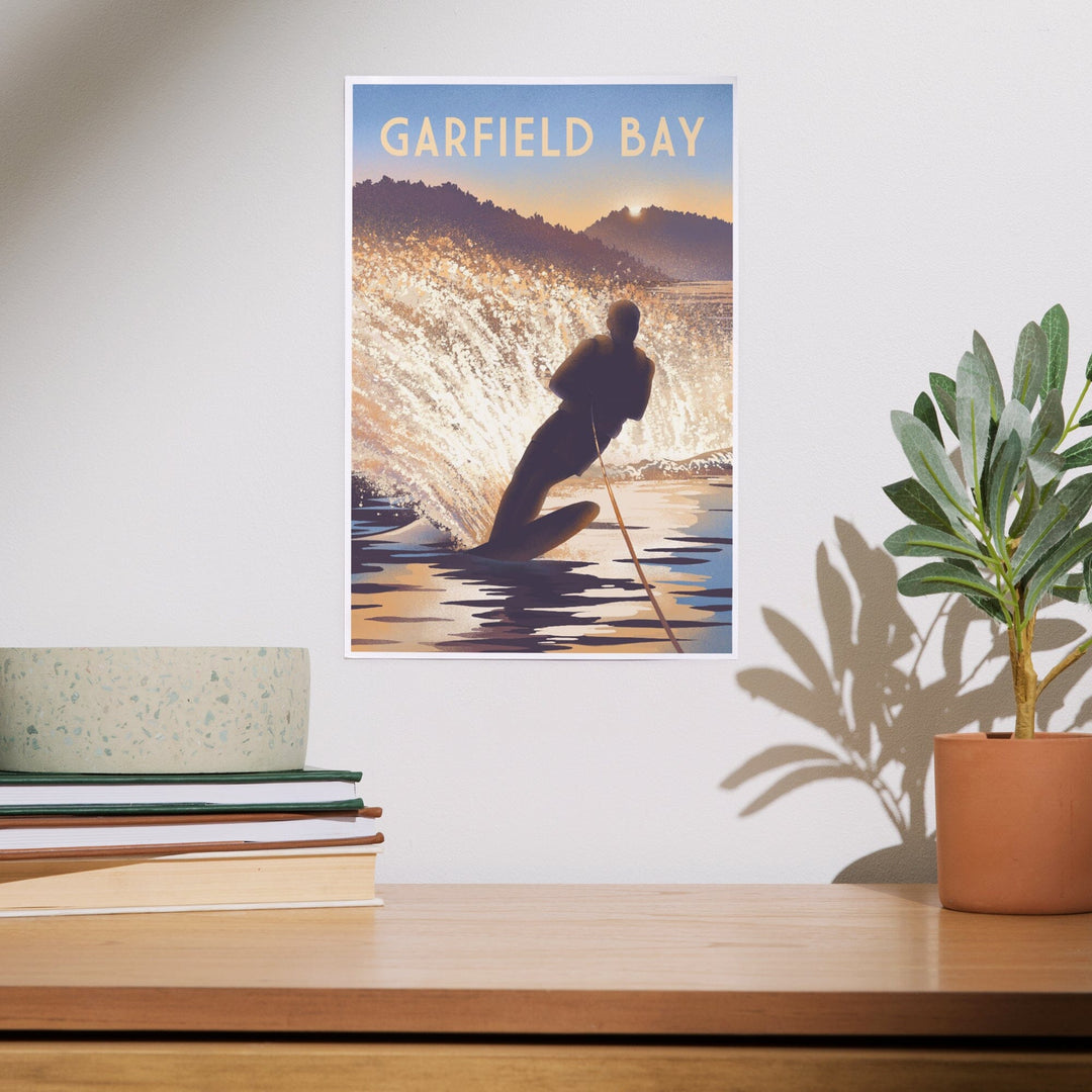 Garfield Bay, Idaho, Get Outside Series, Lithograph, Lean Into Adventure, Water Skiing, Art & Giclee Prints Art Lantern Press 