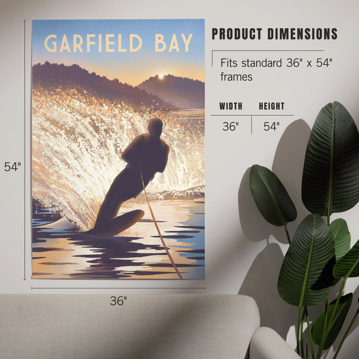 Garfield Bay, Idaho, Get Outside Series, Lithograph, Lean Into Adventure, Water Skiing, Art & Giclee Prints Art Lantern Press 