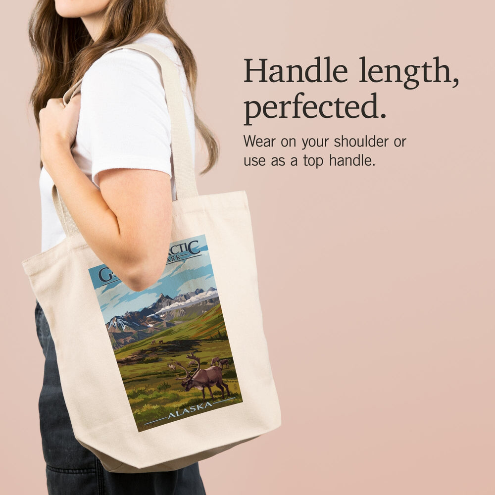 Gates of the Arctic National Park, Alaska, Caribou and Mountains, Tote Bag Totes Lantern Press 