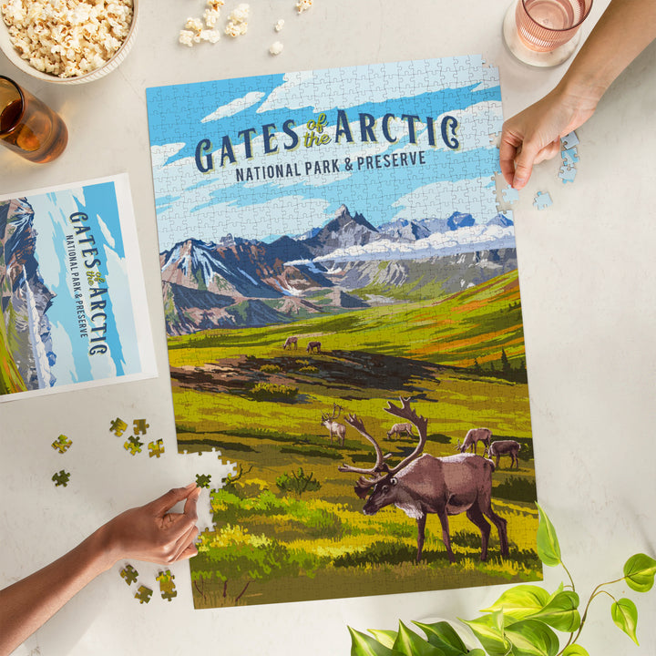 Gates of the Arctic National Park and Preserve, Alaska, Painterly National Park Series, Jigsaw Puzzle Puzzle Lantern Press 