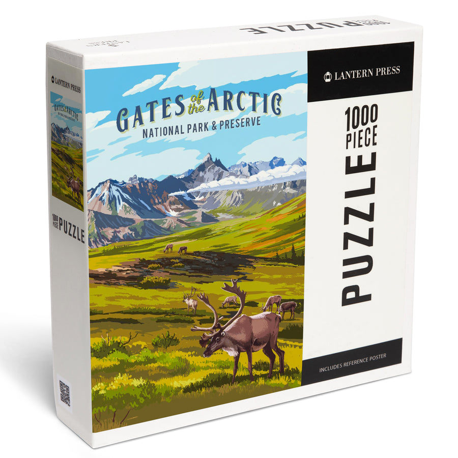 Gates of the Arctic National Park and Preserve, Alaska, Painterly National Park Series, Jigsaw Puzzle Puzzle Lantern Press 