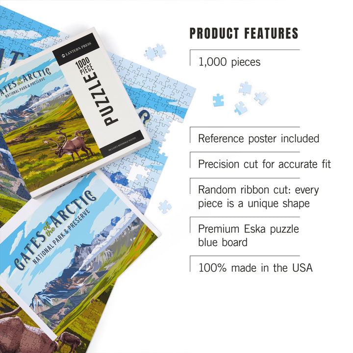 Gates of the Arctic National Park and Preserve, Alaska, Painterly National Park Series, Jigsaw Puzzle Puzzle Lantern Press 