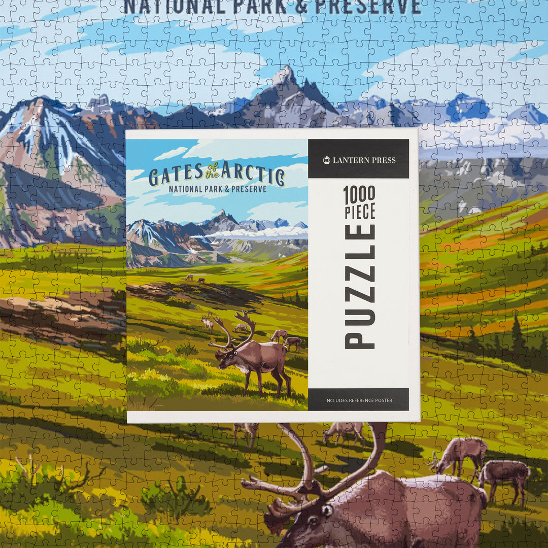 Gates of the Arctic National Park and Preserve, Alaska, Painterly National Park Series, Jigsaw Puzzle Puzzle Lantern Press 