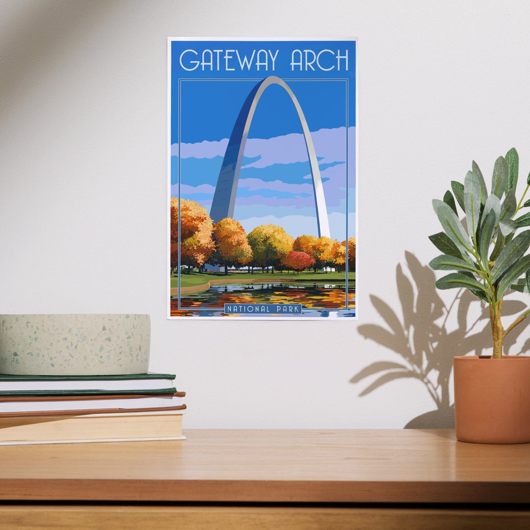 Gateway Arch National Park, Arch and Trees in Fall, Art & Giclee Prints Art Lantern Press 