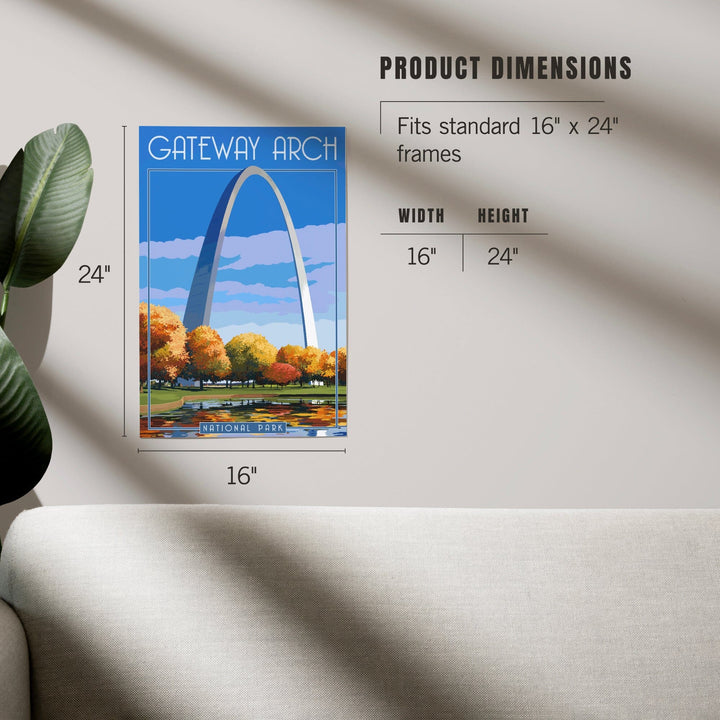 Gateway Arch National Park, Arch and Trees in Fall, Art & Giclee Prints Art Lantern Press 