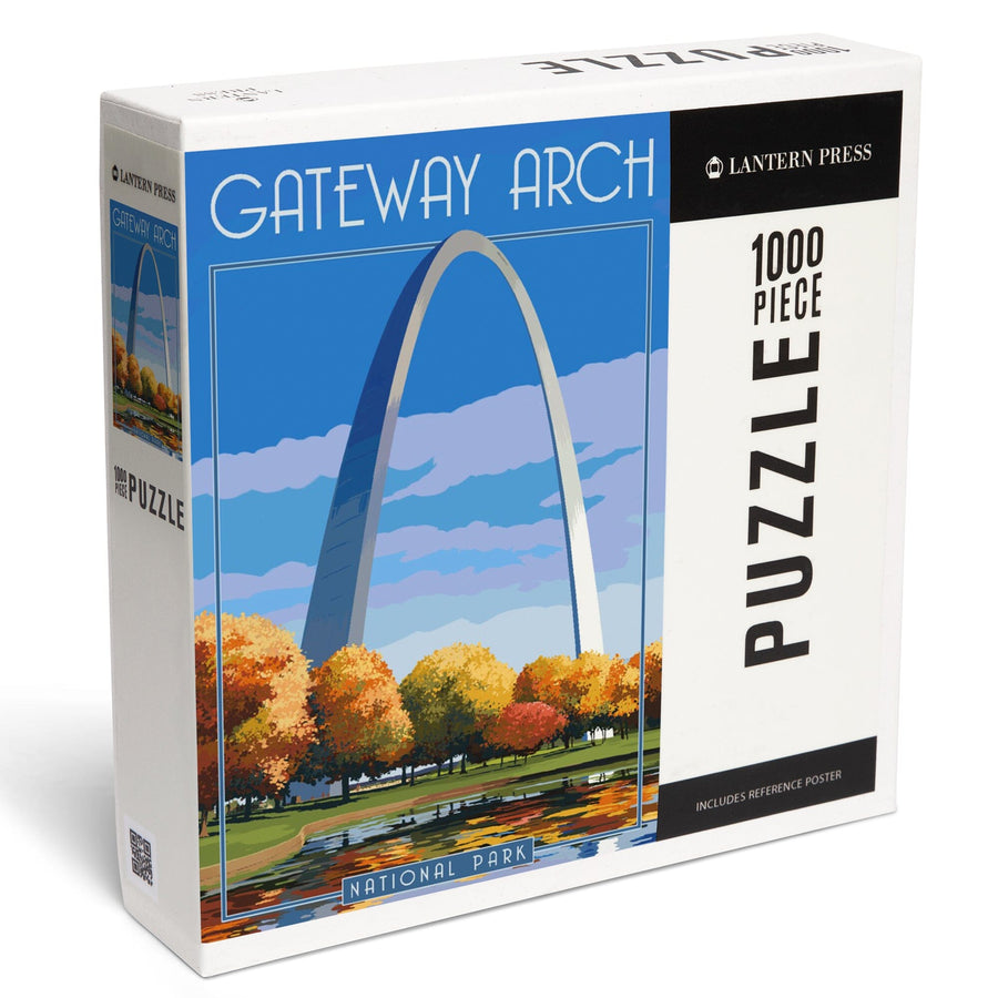 Gateway Arch National Park, Arch and Trees in Fall, Jigsaw Puzzle Puzzle Lantern Press 