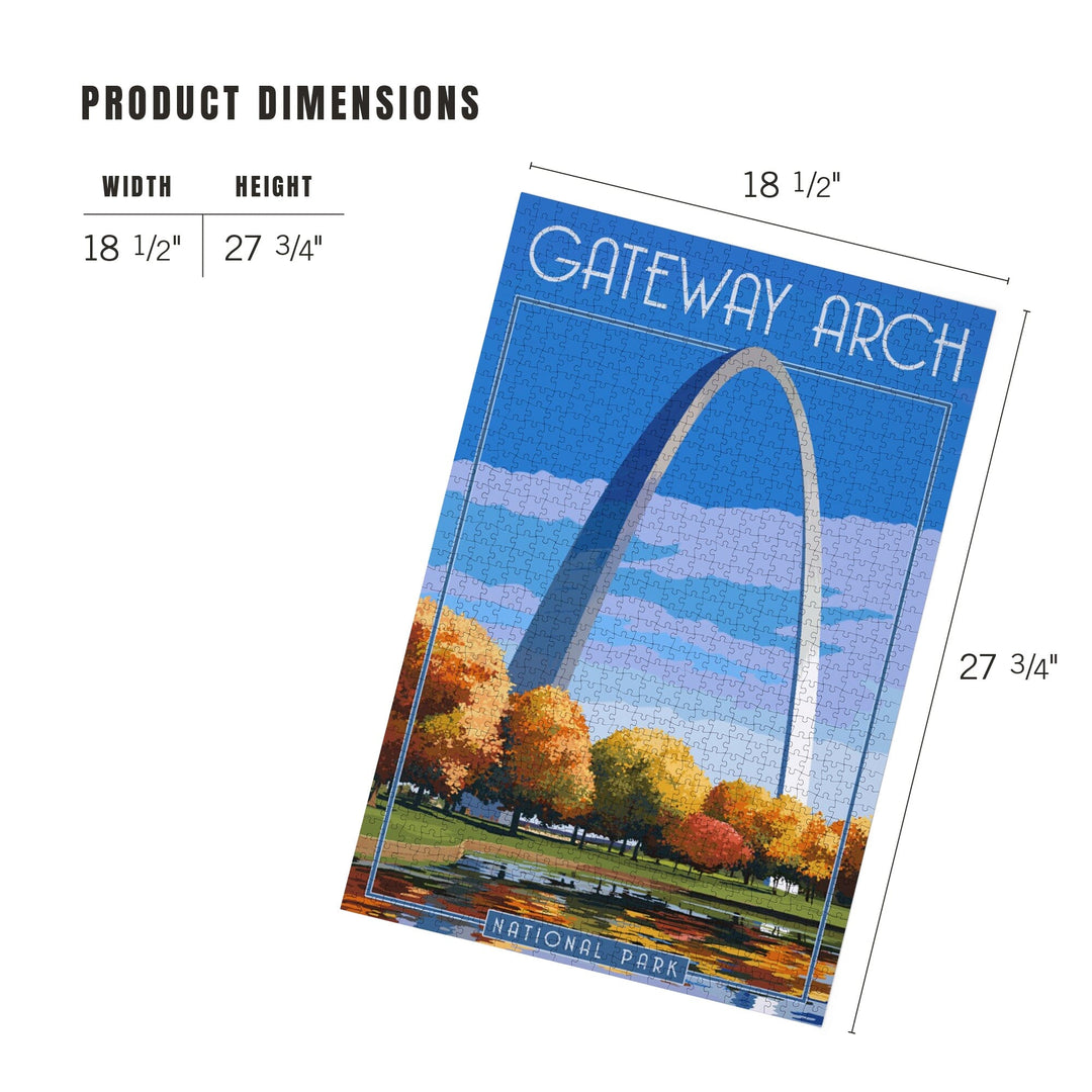 Gateway Arch National Park, Arch and Trees in Fall, Jigsaw Puzzle Puzzle Lantern Press 