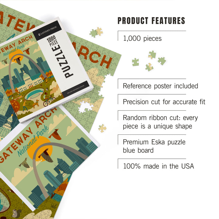 Gateway Arch National Park, Missouri, Geometric National Park Series, Jigsaw Puzzle Puzzle Lantern Press 
