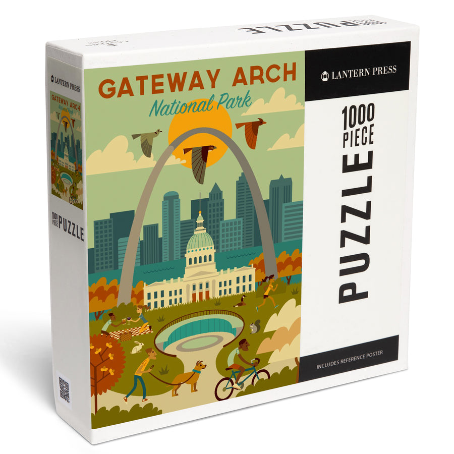 Gateway Arch National Park, Missouri, Geometric National Park Series, Jigsaw Puzzle Puzzle Lantern Press 