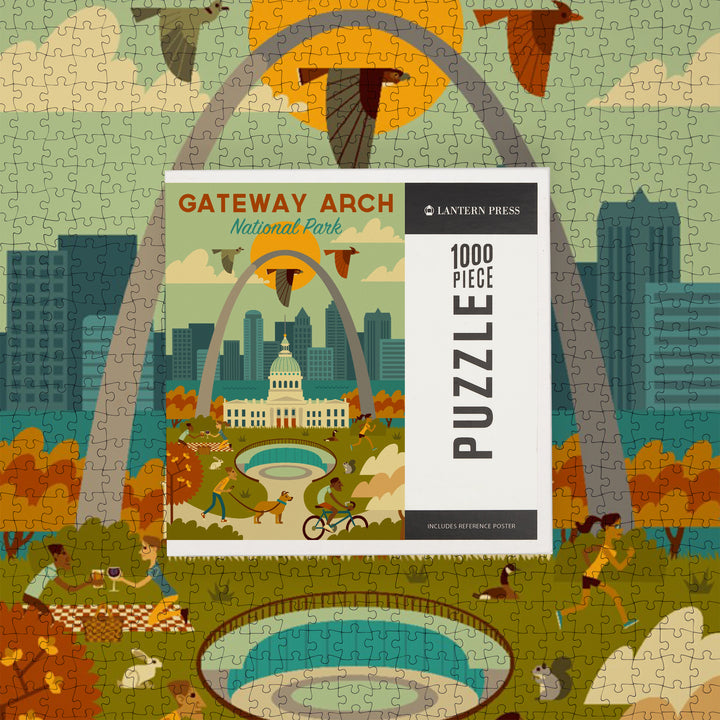 Gateway Arch National Park, Missouri, Geometric National Park Series, Jigsaw Puzzle Puzzle Lantern Press 